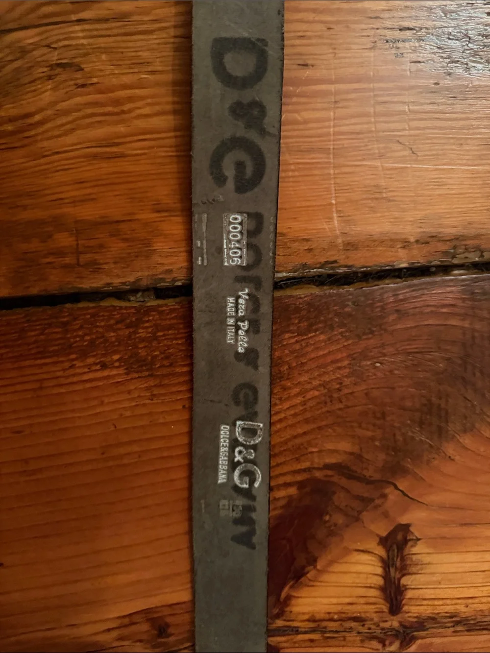 D&G Black Leather Belt with Silver D&G Signature Buckle